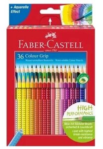 Карандаши цветные 36цв "Grip", к/к, трехгран., подвес, Faber-Castell