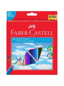 Карандаши цветные Faber-Castell Ecopen 24цв., трехгран., заточен., картон, европодвес, с точилкой.