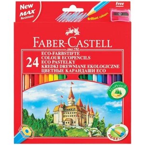 Карандаши цветные, Faber-Castell/Фаберкастел, Замок", 24 цвета (с точилкой/без точилки) в картонной упаковке, 120124
