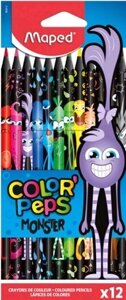 Карандаши цветные MAPED "colorpeps monster", 12 цветов