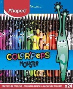 Карандаши цветные MAPED "colorpeps monster", 24 цвета