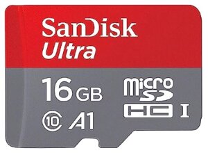 Карта памяти microsdhc 16GB sandisk ultra class 10 UHS-I A1 100MB/s