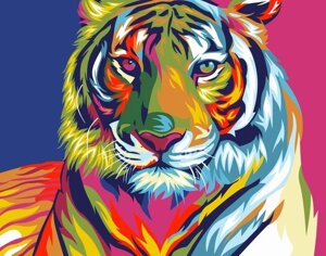 Картина по номерам Радужныи? Тигр (холст на картоне, 16,5х13см.) MINI16130010, Art Idea