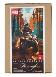 Картина-раскраска по номерам Mini "Квадроциклист в лесу"20х14 см)