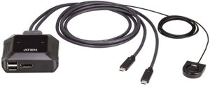 Коммутатор Aten US3312-AT 2-портовый USB-C 4K DisplayPort KVM-переключатель с пультом удаленного переключения порта