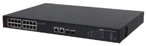 Коммутатор Dahua DH-PFS3220-16GT-190 16-портовый управляемый гигабитный с PoE, уровень L2 Порты: 16 RJ45 10/100/1000Мбит/с (PoE/PoE+Hi-PoE), 2 RJ45 1