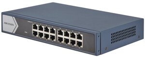 Коммутатор HIKVISION DS-3E0516-E (B) 16 RJ45 1000M (15й и 16й-Uplink порты); таблица MAC адресов на 8000 записей; пропускная способность 32Гб/с; VAC 22
