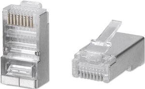 Коннектор Cabeus 8P8C-SH-FC RJ-45 быстрой установки под витую пару, категория 5e, экранированный, универсальный (для одножильного и многожильного кабе