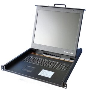 Консоль KVM Procase E1901 однорельсовая, 1 порт, LCD 19, single rail console, LCD D-Sub, USB, разрешение 1280*1024