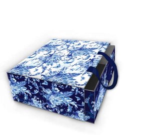 Коробка для подарков, Феникс презент, Голубые цветы 16*16*8см