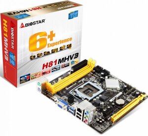 Материнская плата matx biostar H81MHV3 (LGA1150,H81,2*DDR3(1600), PCI-ex16, glan,2*SATA 3G/2*SATA 6G,5.1CH,2*USB 3.0,D-sub/HDMI) RTL