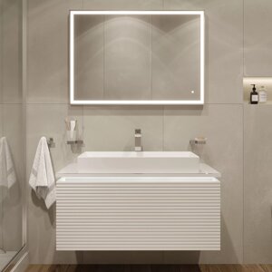 Мебель для ванной STWORKI Рандерс 100, белая, подвесная, с подсветкой