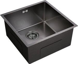 Мойка кухонная Domaci Равенна PVD EMB-113 черная, 45х45 см, врезная, квадратная, нержавеющая сталь