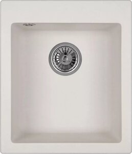 Мойка кухонная Domaci Солерно EMQ-1415. Q белая 42х49 см, кварцевая, прямоугольная, встраиваемая