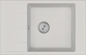 Мойка кухонная Domaci Солерно EMQ-1780. Q 78х50 см, белая, кварцевая, с крылом, прямоугольная