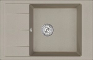 Мойка кухонная Domaci Солерно EMQ-1780. Q 78х50 см, бежевая, кварцевая, встраиваемая, с крылом