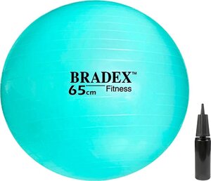 Мяч для фитнеса Bradex «ФИТБОЛ-65» с насосом SF 1022, мятный