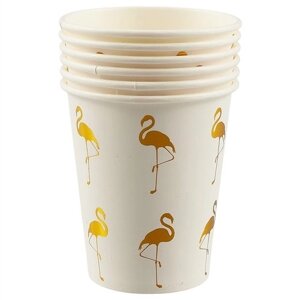Набор бумажных стаканов Золотые фламинго (6 шт) (12-01582-F1)