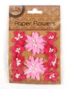 Набор для творчества Цветы с бусинами Paper Flower 2больш. 8маленьк., розовые с красными