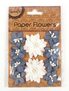 Набор для творчества Цветы с бусинами Paper Flower 2больш. 8маленьк., серые и белые