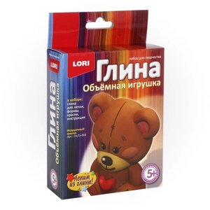 Набор для творчества LORI Игрушка объемная из глины Игрушечный мишка пз/гл-002