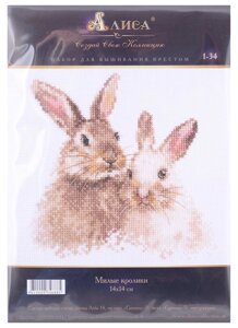 Набор для вышивания крестом "Милые кролики", 14х14 см