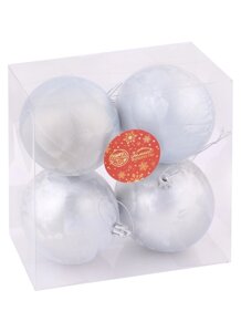 Набор елочных шаров Туман (пластик) (голубые) (8 см) (4 шт) (4941969)