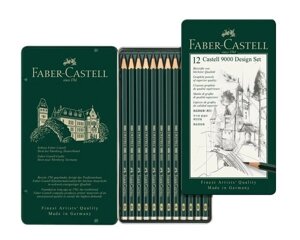 Набор карандашей чернографитных Faber-castell "CASTELL-9000" 12 шт (5B-5H) в металл коробке