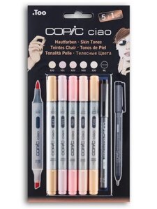 Набор маркеров Copic Ciao телесные цвета 5цв + мультилинер 0.3мм