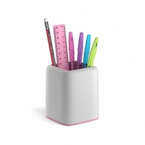 Набор настольный Forte (4ручки, карандаш, линейка), Pastel, белый с розовой вставкой