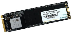 Накопитель SSD M. 2 2280 apacer AP512GAS2280P4-1 AS2280P4 512GB pcie gen3x4 with nvme 3D TLC 2100/1500MB/s IOPS 210K/380K MTBF 1.5M RTL