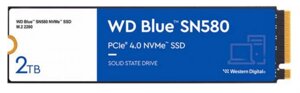 Накопитель SSD M. 2 2280 western digital WDS200T3b0E WD blue SN580 2TB pcie 3.0 x4 nvme 3D TLC 4150/4150MB/s IOPS 600K/750K MTBF 1.5M 900TBW