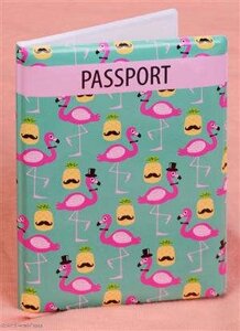 Обложка для паспорта Фламинго и ананас с усами 9*13см (ПВХ бокс) ОП2017-164