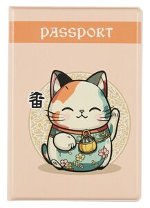 Обложка для паспорта "Манэки-нэко"бэби) (розовый) (ОП2023-401)