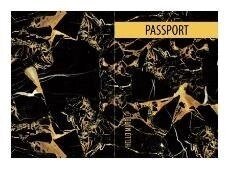 Обложка для паспорта Мрамор черный (ПВХ бокс) (ОП2020-233)
