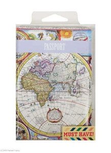 Обложка для паспорта Старинная карта мира (ПВХ бокс)