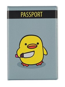 Обложка для паспорта "Уточка с ножом"ПВХ бокс) (ОП2023-399)