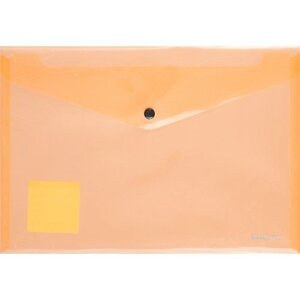Папка-конверт A4 на кнопке "Glossy Neon" полупрозр. пластик, оранжевый, Erich Krause