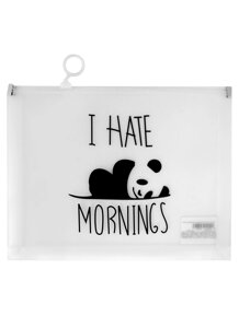 Папка на молнии А5 "I hate mornings" с расширением, пластик