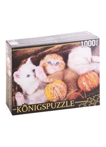 Пазл Три котёнка с клубками 1000 элементов Konigspuzzle ШТK1000-0644