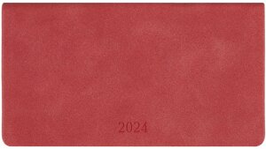 Планинг дат. 2024г. 64л "Soft" красный, карманный, иск. кожа, интегр. переплет, тонир. блок, декор. тиснение, ляссе