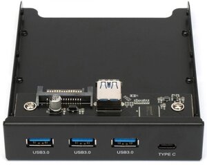 Планка Gembird FP3.5-USB3-3A1C USB 3.0 на переднюю панель 3.5", 3 порта USB-A и 1 порт Type-C