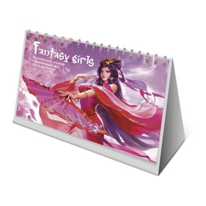 Планнер 130*200 26л "Fantasy Girls"красно-фиолетовый, настольный, картон. обл, офсет, на спирали, европодвес