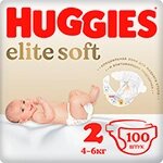 Подгузники Huggies Elite Soft для новорожденных 2, 4-6 кг, 100 шт.