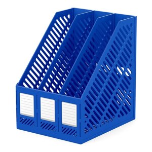 Подставка для бумаг трехсекционная сборная пластиковая ErichKrause Classic, синий