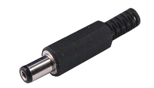 Разъем LAZSO AP005 питания - штекер, 2,1x5,5x9,5мм на кабель с аморт., 1шт.