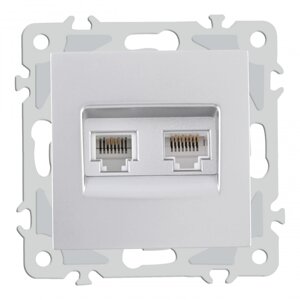 Розетка телефонная RJ-11 / интернет RJ-45 Arte Milano 206.44-1. silver