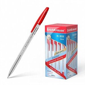 Ручка шариковая красная R-301 Classic Stick 1.0мм, к/к, Erich Krause