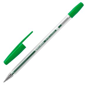 Ручка шариковая зеленая "M-500 CLASSIC" корпус прозрачный, узел 0,7мм, линия 0,35мм, BRAUBERG