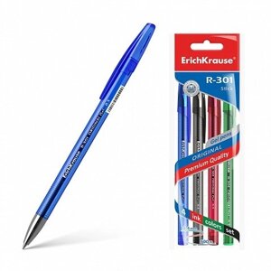 Ручки гелевые 04цв "R-301 Original Gel Stick" 0.5мм, синяя, черная, красная, зеленая, подвес, Erich Krause
